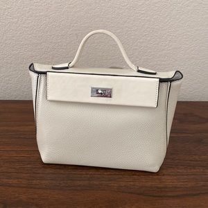 *FLAW White Lock & Key 2424 Small Leather Top Handle Small Satchel Crossbody R2